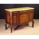 A Fine 19th Century French Transitional Style Marble-topped Marquetry Commode Chest.