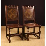 A Pair of Fine 17th Century Joined Oak Backstools.