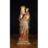 A 17th Century Polychromed Wood Carving of Virgin & Child, possibly Spanish.