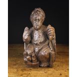 An Early 16th Century Oak Figural Beam Carving Circa 1500: A depiction of St.