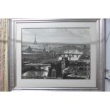A modern view of Paris in a silver frame
