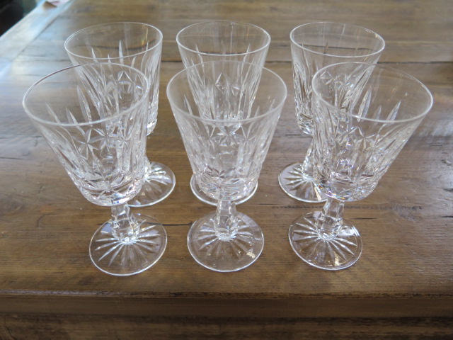 A set of six unused Waterford Crystal wine glasses