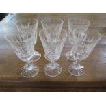 A set of six unused Waterford Crystal wine glasses