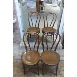 A set of four bentwood dining chairs, bares a label for The Classic Furniture Company Ltd, Newport