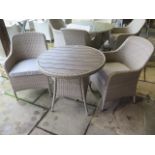 A Bramblecrest Tetbury bistro table and two chairs, ex-display