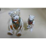 Two Royal Crown Derby paperweights, artist Claude and Regal Gold bear 770 - boxed and good