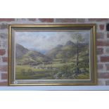 A framed oil on canvas, The Langdale Pikes, Cumbria, signed S G Anderson, listed - size S G Anderson