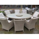 A Bramblecrest Oakridge dining table 220cm x 145cm - with eight high back chairs, ex-display