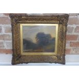 Fishermam in a landscape - oil on canvas, signed John Crowe, under glass, in a gilt swept frame with