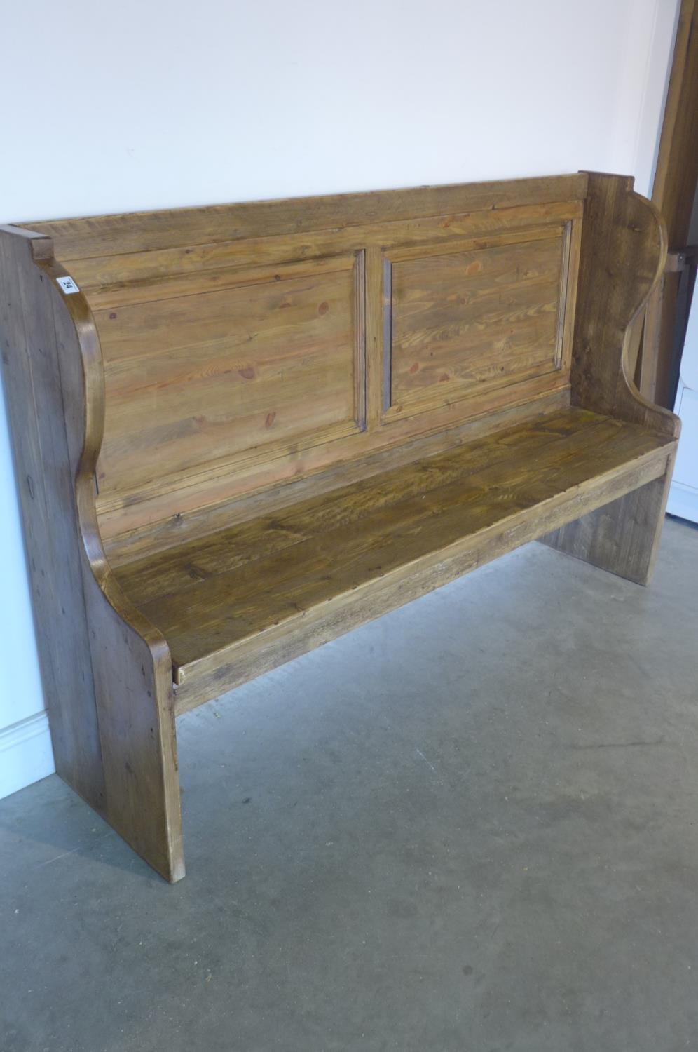 A rustic polished pine pew, 170cm wide - Image 2 of 2