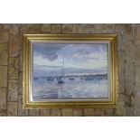 Margaret Glass pastel painting entitled Evening Tide, in a gilt frame, under glass, 76cm x 97cm -