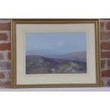 A framed and glazed gouache of The Moors near Tavy Cleave, Dartmoor, signed F J Widgery, listed
