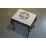 A circa 1930's dressing stool with needlepoint seat/upholstery - 49cm H x 50cm x 39cm