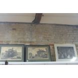 A pair of architectural Italianate prints in ebonised frames, 55x73cm - and a gilt framed print