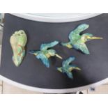 A Grays pottery pair of budgerigars wall hanger in good condition and a set of three Beswick