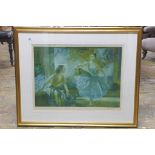 A signed Russell Flint print with EDH blind stamp in a gilt frame, 91x74cm - in good condition