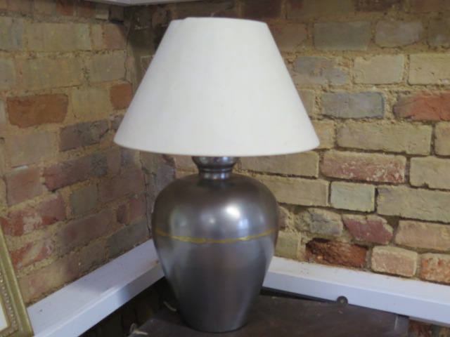 A braized brush steel table lamp, 62cm