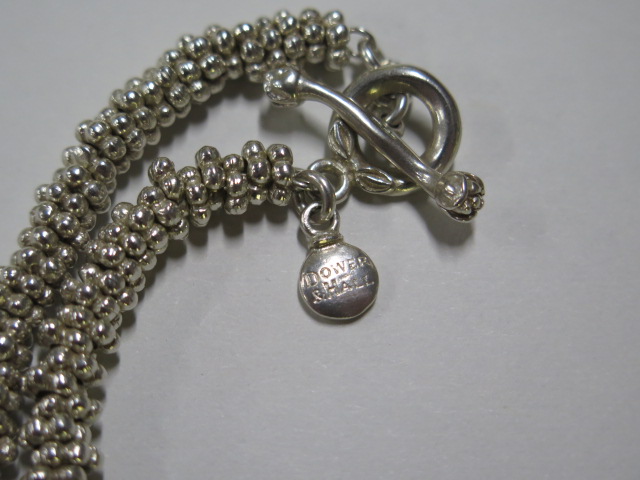 A silver Dower and Hall necklace consisting of multi bead links and large engraved heart pendant - - Image 4 of 4