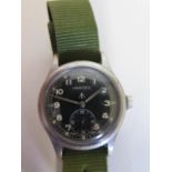 A Vertex chrome cased 'Dirty Dozen' military watch with black dial and subsidiary second dial at 6