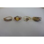 Four hallmarked 9ct gold dress rings, approx 10.6 grams, all good or unused condition