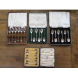 four boxed sets of silver spoons, total weight approx 8.8 troy oz