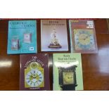 A collection of five books in clocks including Carriage Clocks Charles Allix, British Skeleton