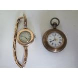 A ladies J W Benson 9ct rose gold wristwatch on 9ct expanding strap diameter of case 26mm, total