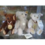 Three Steiff bears, two Margerete Steiff museum bears, limited editions from 1999 and 2000 - 30cm