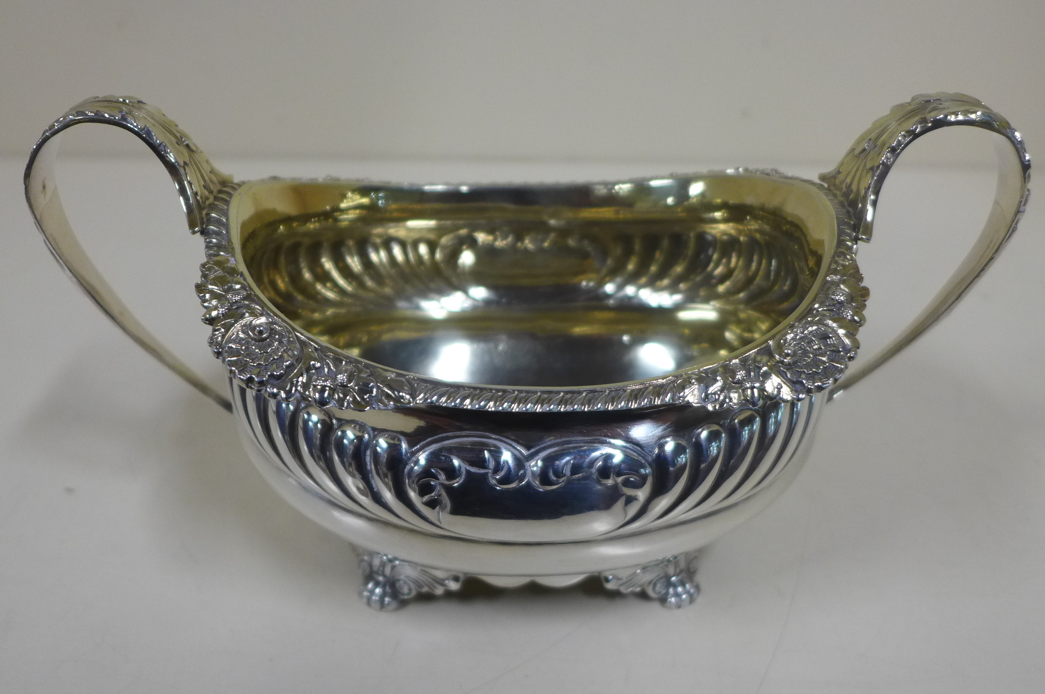 A Georgian silver twin handled bowl, London maker, RP - approx 11.4 troy oz, with engraving, - Image 2 of 4