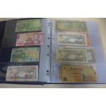 250 world bank notes, in a folder, some scarce