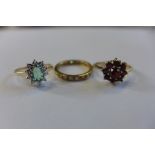 Two hallmarked 9ct gold rings, and a gold eternity ring, total weight approx 6 grams, sizes L