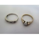 Two 9ct gold rings, one marked 375, the other hallmarked, both size L, approx 3.9 grams