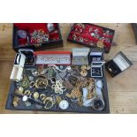 A good selection of assorted costume jewellery, watches and coins