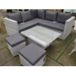 A Bramblecrest Chester mini modular sofa with mini adjustable table and two stools, flat arm, ex-