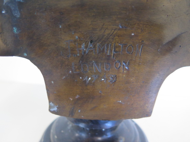 A bronze bust of George II on a marble base, 35cm tall - Image 3 of 5