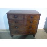 A 19th century mahogany five drawer chest, 106cm tall x 107cm x 52cm in need of restoration