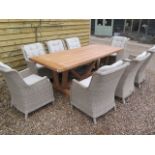 A Bramblecrest Kuta 240cm table with eight oakridge chairs, ex-display