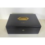 A Victorian leather jewellery box - 13cm x 26cm x 36cm