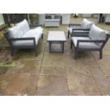 A Bramblecrest La Rochelle Rope two seat sofa and two sofa armchairs with rectangle coffee table,