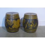 Two Chinese barrels from ceramic garden seats