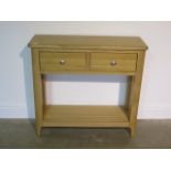 An ex-display Nordic oak two drawer console table - 90cm W x 30cm D x 83cm H