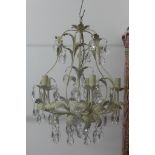 A decorative drop lustre cream metal chandelier 63x48cm, without chain