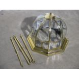 A modern brass octagonal beveled glass hall lantern 34x34cm