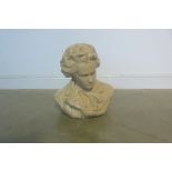 A crackle glaze bust of Beethoven - 45cm tall