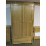 An ex-display Nordic oak double wardrobe - 105cm W x 57cm D x 200cm H