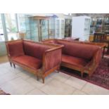 A pair of continental mahogany and ormulu mounted Empire Style settee day bed 98cm tall x 206cm x