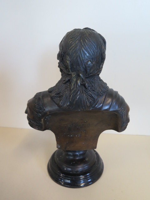 A bronze bust of George II on a marble base, 35cm tall - Image 4 of 5