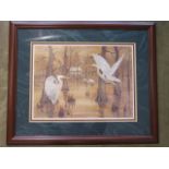 Henry Neubig Louisiana Mud painting print, 45/500 - in a mahogany style frame, 80x66cm - small knock