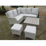 A Bramblecrest Tetbury mini modular sofa with mini adjustable tree free table and two stools -