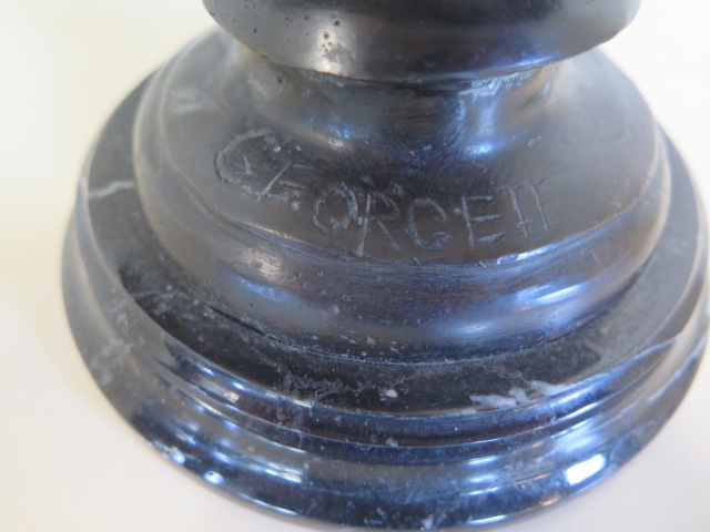 A bronze bust of George II on a marble base, 35cm tall - Image 2 of 5